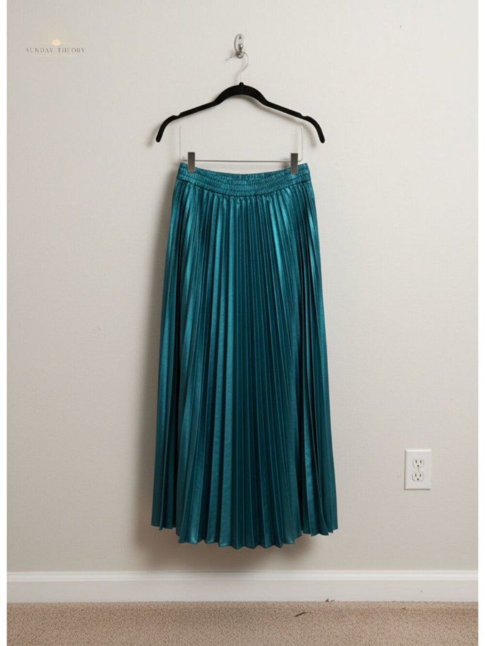 Women's Pleated Midi Skirt High Waisted Metallic Party Skirt